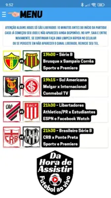 Da Hora de Assistir Futebol ao vivo android App screenshot 1